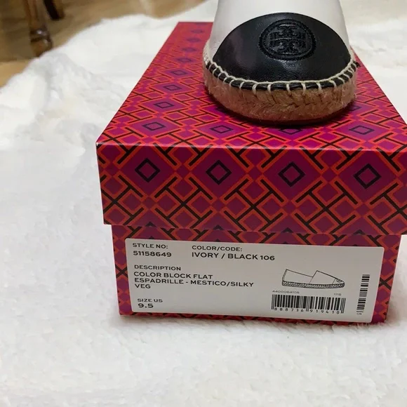 TORY BURCH COLOR-BLOCK LEATHER ESPADRILLE